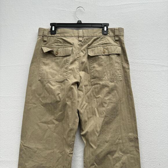 Y2K Banana Republic Men's 35x34 Tan Striped 2008 Khaki Loose Fit Pants 00s - Picture 5 of 14